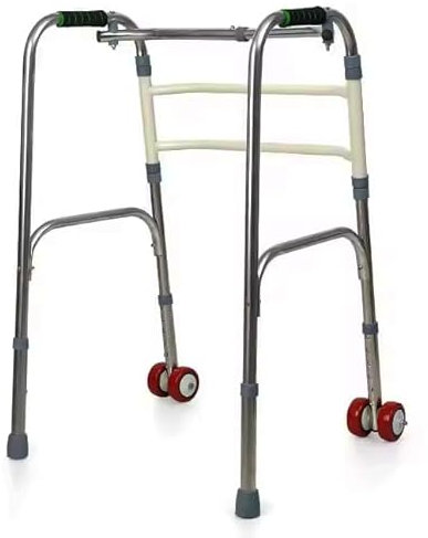 Orthologics™ Folding Lightweight Aluminium Walking Frame Walker Zimmer with Wheels - Adjustable Height and Foldable M4