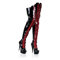 denova's Botas altas de tacón muy alto con cordones para mujer, de 15,24 cm, con cremallera, Negro-rojo, 7 US