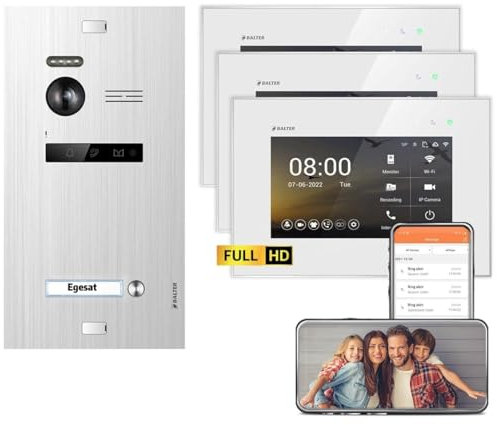 BALTER EVO HD Unterputz Silber 3x7 WiFi Weiß Video Türsprechanlage Set 1 FAM