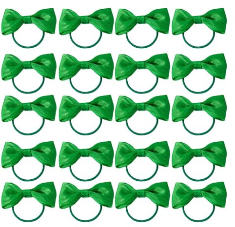 20 Pieces Pink Hair Accessories, Pinks Hair Bow, Pinks Bows for Hair, Girls Bobbles Bows School Bands, Elastics Hair Bands for Girls, Small Ribbon Clips Hairbands Holder Set (Pink) (Green)