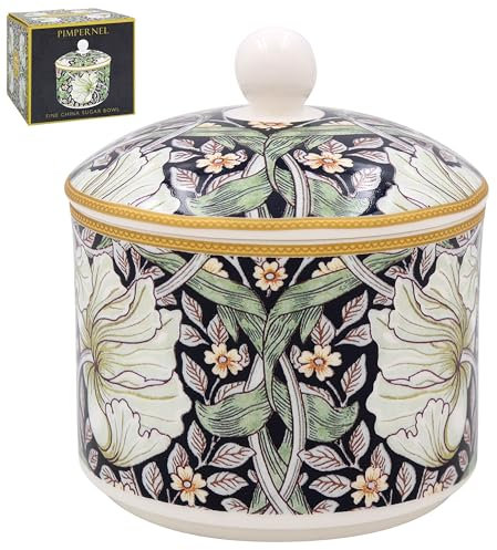 The Leonardo Collection William Morris Pimpernel Sugar Bowl | Elegant Sugar Pots for Tea & Coffee | Durable Ceramic Sugar Dish for Home & Café | Stylish Sugar Storage for Kitchen | Lovely Gift for All