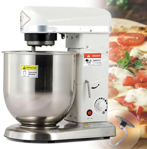Commercial Food Stand Mixer, 5L/7L/10L Kitchen Aid Stand Mixer, Pizza Bakery Multifunction Blender,3 Speed Electric Dough Mixer for Bread Cake,White-7L