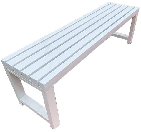 uofgcru Garden Benches for Outdoors, Outdoor Benches Weatherproof, Metal Park Bench Cast Iron Outdoor Benches Front Porch Outdoor Furniture for Patio, Park, Lawn, Yard-White(120×40×45cm)