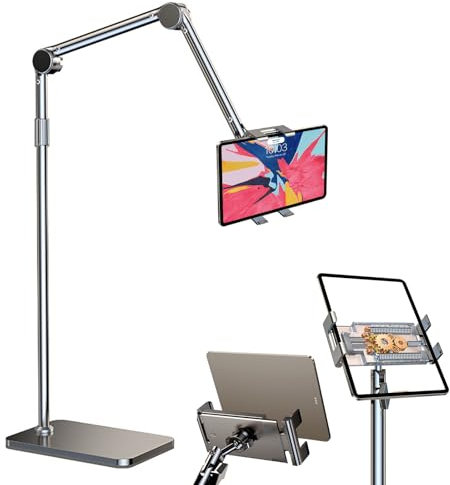 Supporto da pavimento regolabile a 360°, universale, per cellulare e tablet, in metallo, per tablet da 4 a 13 pollici Pro 10,5/9,7/12,9, iPad Air, Mini 2/3/4, Galaxy Tab, eBook (B)