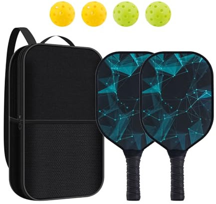 Pádel Set, Lightweight Fiberglass Racket, Cómodo Cushioned Grip, Sturdy Edge Guard, Fiber Glass, Outdoor Indoor Court Play, Professional Backyard Activity