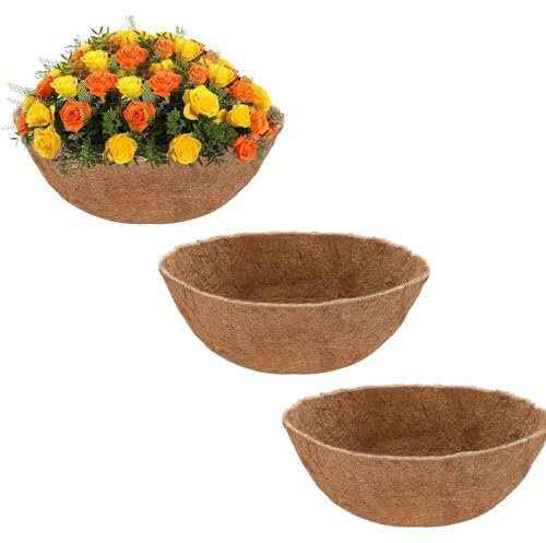 3Pcs 8/20cm Hanging Basket Liners Natural Coco Coir, Thick Garden Planter Liner Round Coconut Fiber Replacement for Flower Pots Indoor Outdoor Plant Pot Garden Wall Window Box (3Pcs 8inch)