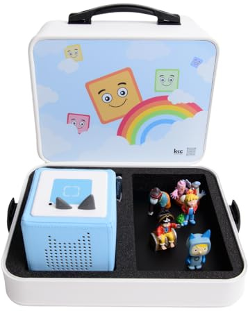 KKC Hörspielkoffer Tonie – Toniebox Zubehör – Transport-Aluminiumkoffer für Toniebox & 12 Figuren – Ergonomischer Griff – Magnetisch fixiert, kein Verrutschen – 190 x 320 x 370 mm
