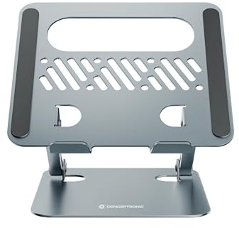 Conceptronic THANA10G Faltbarer Laptopständer, höhenverstellbar, Laptop-Ständer, Grau, Aluminium, 43