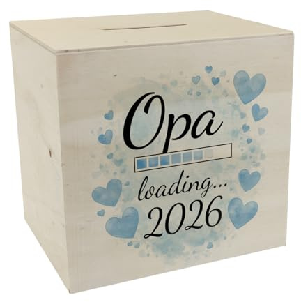 Opa Loading 2026 Spardose aus Holz für werdende Opas Humorvolles Sparschwein als werdendes Opa-Geschenk