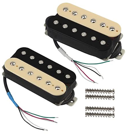 Fleor haute puissance Alnico V Guitare électrique double Coil Humbucker cou Laiton 50 mm Plaque de base, couleur noir, 4 fils Neck & Bridge zébré
