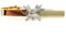 Feuerwehr Krawattennadel mit Clipverschluss mit Appliklation Feuerwehrhelm und gekreuzte Axt in gold- oder silberfarben passend für Ausgehuniform (Gold) (silber)