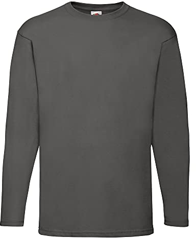 Fruit of the Loom Mens Valueweight Crew Neck Long Sleeve T-Shirt (S) (Light Graphite)