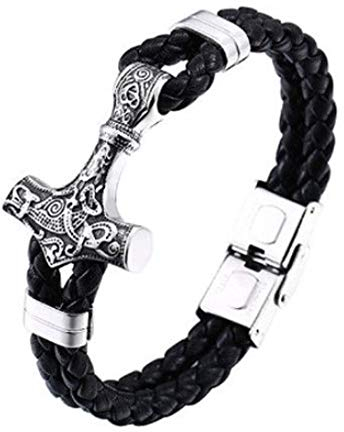 Vikings Wikinger Armband Thor's Hammer Mjolnir Edelstahl 20cm Odin | Valknut | Geschenk | Männer | Herren | Kinder | Jungen | Ragnar | Thor