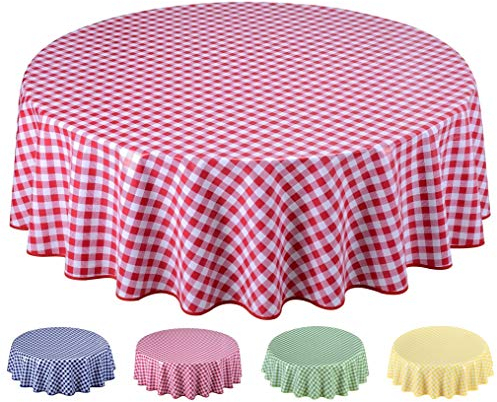 Home Direct Wachstuch Tischdecke Abwaschbar Rund 140cm Rot