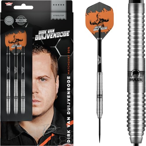 BULL'S Dirk Van Duijvenbode 90% Tungsten Steel Tip Darts - 23g Professional Darts Set