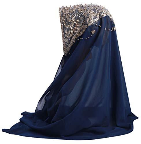 Lazzboy Plain Chiffon Muslim Hijab Schal Halstuch Damen Kopftuch Gesichtsschleier Glitzernder Turban Hidschab Diamanten Islamischen Abaya Dubai Frauen Ramadan Kopfbedeckung Bandana(P)
