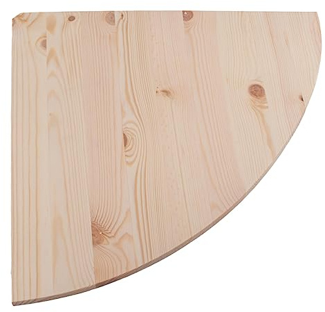 WooDeeDoo Wooden Corner Shelf with Brackets – Wall Mounted Floating Display Rack 40 x 40 x 1.4 cm – Unfinished Pine Rustic DIY Storage Ledge for Kitchen Bedroom Hallway