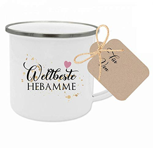 Hebamme Geschenk Tasse mit Spruch Weltbeste Hebamme I Besonderes Geschenk für die Geburtshelferin nach der Entbindung I Geschenkidee als Dankeschön, Abschiedsgeschenk I mit Geschenkanhänger