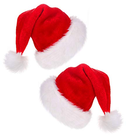 HOWAF 2 Stück Weihnachtsmütze Erwachsene Nikolausmütze Plüsch Weihnachtsmann Mütze Rote Nikolaus Mütze für Herren Damen Familie Weihnachten Party Weihnachts Kostüm Zubehör