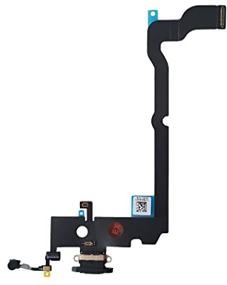 Smartex® Ladebuchse mit Flex Kabel kompatibel mit iPhone XS MAX Schwarz - Dock Connector