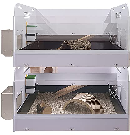 Breker Kleintierstall Meerschweinchenstall – 100 x 80 cm, Nagerstall, Kleintierstall mit Kunststoffwanne 2er stapelbar