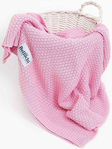 Bellochi Premium Copertina per Neonato - 100% Bamboo - Coperta Estiva Neonato Morbida per una Ragazza o un Ragazzo - Comodo Arioso Fatto a Mano - 100x80 cm - Rosa