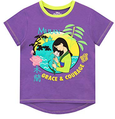 Disney Maglietta Maniche Corta per Ragazze Mulan Viola 4-5 Anni