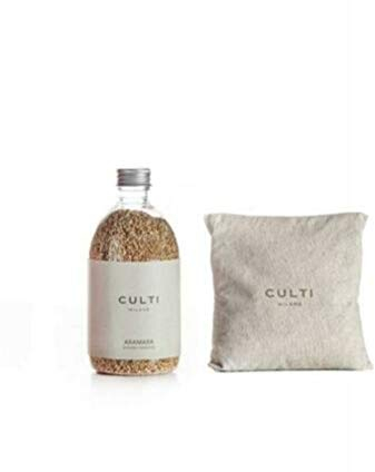 Culti Milano Duftkissen Aramara für Duftgranulat in der Farbe Grau/Beige und mit der Duftnote Cassisblätter und Rose, Hausduftbeutel ca. 240 Gramm 15 x 15cm, RE SCEGRA-0240-ARAMARA