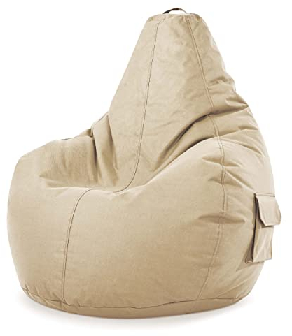 Green Bean Sitzsack mit Rückenlehne 80x70x90cm - Gaming Chair mit 230L Füllung Kuschelig Weich Waschbar - Bean Bag Bodenkissen Lounge Chair Sitzhocker Relax-Sessel Gamer Gamingstuhl Beige