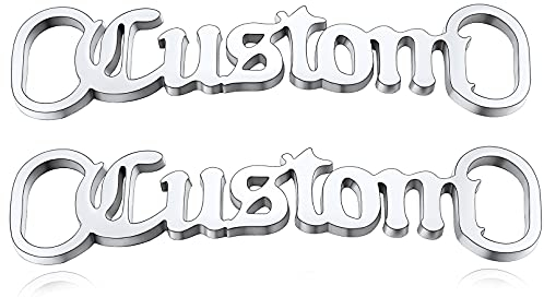 Custom4U Anpassbare Schnürsenkel Schmuck mit Wunsch/Namen/Text Gravur Edelstahl 2 Stücke Schuhschmuck mit Namen Schnürsenkel Schmuck ID Tag Charms in Silber für Geburtstag Weihnachten Jahrstag