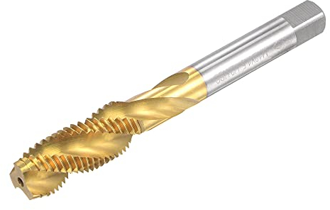 sourcing map Gewindebohrer mit Spiralnut M12 x 1.5 Schnellarbeitsstahl Titanbeschichteter Maschinengewindebohrer 3 Schneidiges Gewindeschneidwerkzeug H2 Toleranz