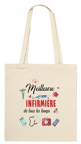 Lalasol Infirmière Personnalisé Totebag - Cadeau Original Pour Collègue Sœur Ami Famille Pour Anniversaire Pot de Départ Noël – Sac 100% Coton