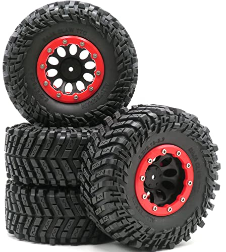 Generic 4 Stück RC 2,2 All Terrain Reifen Super Grip Soft Crawler Baja Claw Reifen 127mm/5,0inch & Kunststoff 2,2 Beadlock Felge Hex 12mm