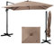 GOPLUS Parasol de Jardin Exterieur, Parasol Déporté 3x3M, avec Manivelle, 8 Baleines à Double Couche, Rotation à 360°, Anti-UV, Parasol Excentré Inclinable pour Balcon Terrasse, H.273cm, Café