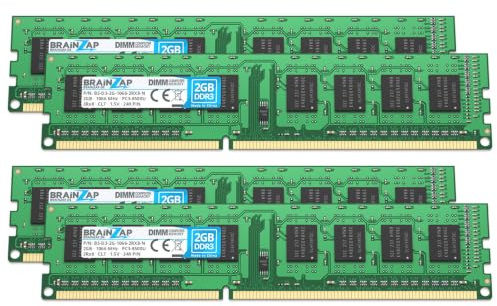 BRAINZAP 8GB (4X 2GB) DDR3 RAM DIMM PC3-8500U 2Rx8 1066 MHz 1.5V CL7 Computer PC Arbeitsspeicher