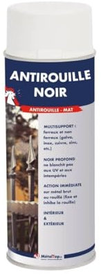 Metaltop - Antirouille Noir - Noir signalisation - RAL 9017 - Bombe 400mL