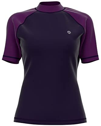HDTIYUYP UV Shirt Damen Plus Größe - Kurzarm Wasser Große Größe Schwimmen Tshirt Übergröße Rashguard Frauen Badeshirt Surf Shirt Schnelltrocknende Strand Shirt Wet Top Lila 3XL