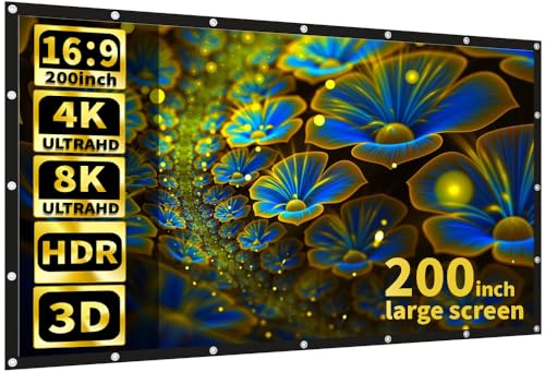 GHKJOK 150-Inch Indoor/Outdoor 16:9 Movie Projector Screen - HD, Foldable, Washable, Anti-Crease