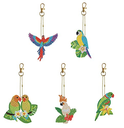 DIY Diamond Painting Schlüsselanhänger Vogel Kits Stkickerei Diamant Malerei Schlüsselring Mosaik Deko Anhänger Geschenke (L)
