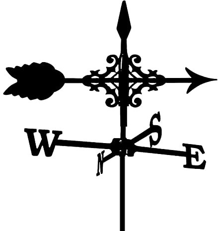 Wetterfahne mit Pfeil-Ornament, Garten-Wetterfahne, Windfahne, professionelles Messwerkzeug, Metall-Windrichtungsanzeiger, für Garten, Terrasse, Hof, Dachmontage, Basteln