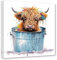 CCWACPP Badezimmer Highland Kuh Wandkunst Lustiger Tierdruck Aquarell Rinder Bild Gemälde Moderne Wohnkultur Rahmen