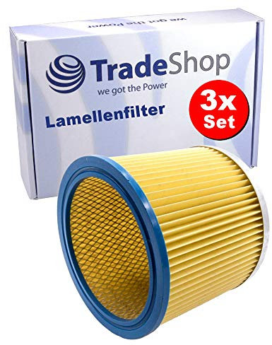 Trade-Shop 3x Rundfilter Lamellenfilter Filter kompatibel mit Staubsauger, Mehrzwecksauger Aldi Workzone Nass- und Trockensauger