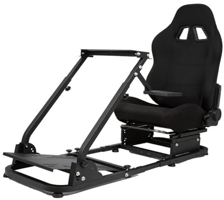 Dardoo Racing Simulator Cockpit with Black Seat Foldable Fit for Logitech Thrustmaster G27 G29 G920 G923 Steering Simulator Stand Adjustable Gaming Frame(Without wheel pedal handbrake shifter)