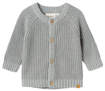NAME IT Unisex Baby Nbnemlen Ls Knit Card Lil Noos Strickjacke, Limestone, 80 EU