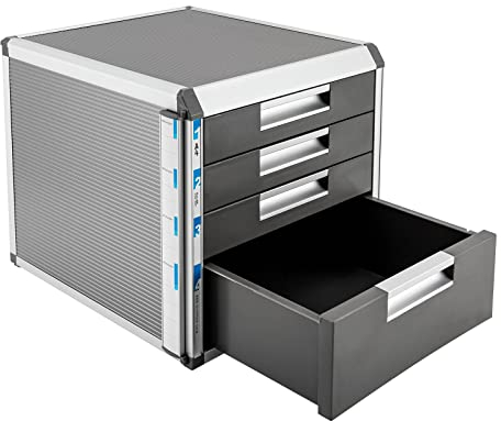 LUNICASHA Metall Schubladenbox Abschließbar 4 Fächer Dokumentenaufbewahrungsbox Organizerbox Dokumenten Aufbewahrung Ablagebox Große Kapazität