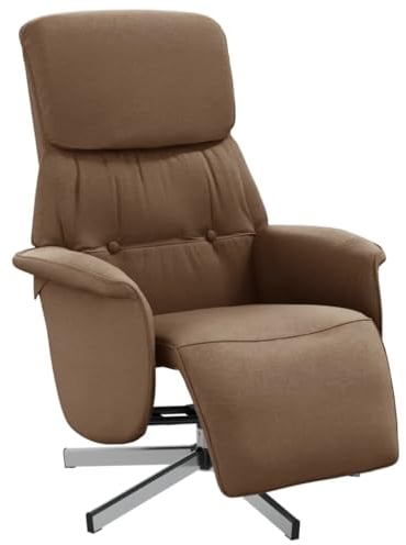 vidaXL Relaxsessel, Drehbar Sessel mit Liegefunktion, Fernsehsessel Verstellbare Rückenlehne Fußteil, Liegesessel Ruhesessel Polstersessel, Braun Stoff