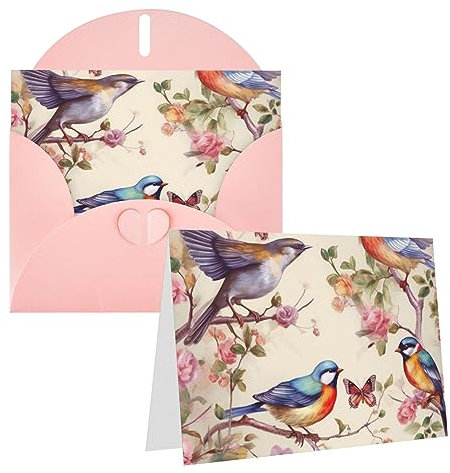Geburtstagskarten mit Umschlägen, Vögel und Schmetterlinge, Hochzeitskarten, Trauerkarten, Dankeskarten, blanko, für alle Anlässe, Grußkarten