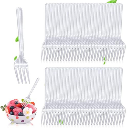 Kapokr 300 posate in plastica trasparente, forchette in plastica, addensate, forchette da torte, riutilizzabili, per feste, negozi, matrimoni, campeggio, feste di compleanno