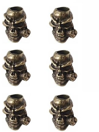 SICODA 6 pcs Knife Lanyard Skull Beads, Alloy Metal Paracord Beads
