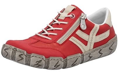 Rieker L0363-34 Damen Schnürschuh Leder/Synthetik rot/schwarz rot/schwarz